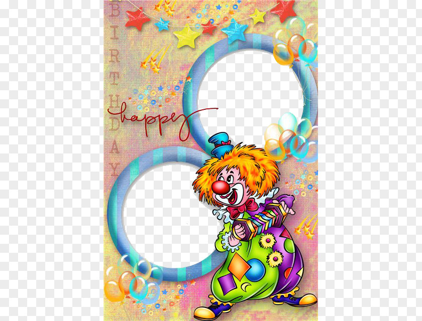 Happy Birthday Clown Photo Frame To You Picture Cake PNG