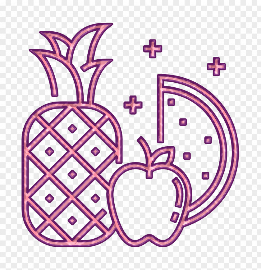 Line Art Magenta Diet Icon Fresh Fruit PNG