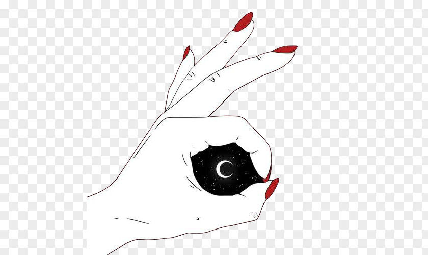 Red Nails Hand Saw The Moon Pink Drawing Illustration PNG