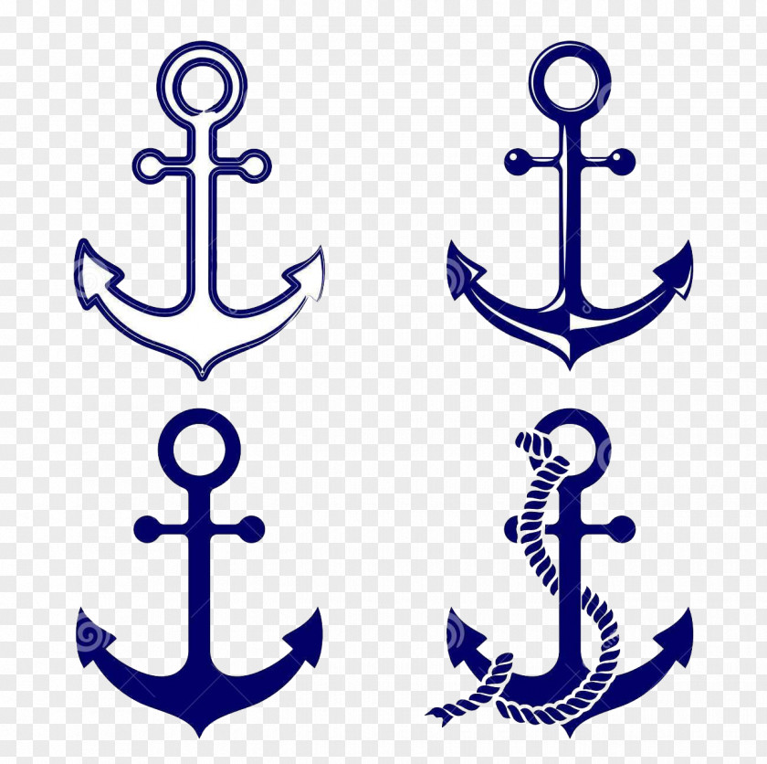Hand Painted Boat Spear Anchor Symbol Clip Art PNG