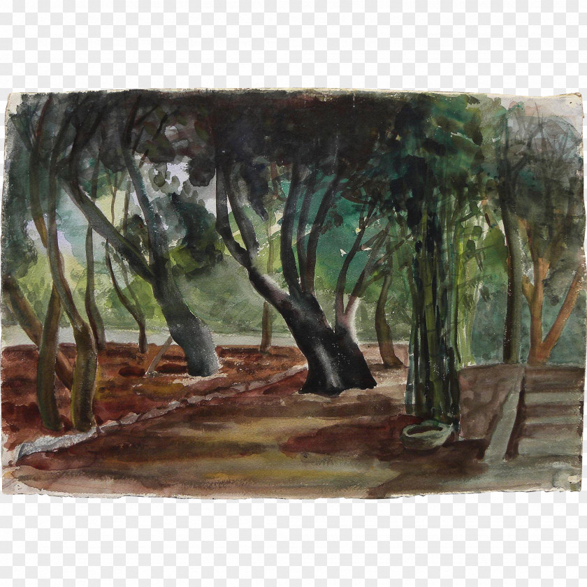 Painting Watercolor Landscape Tree PNG