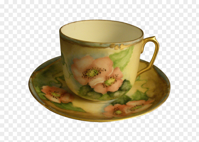 Hand Pasinted Cup Coffee Saucer Porcelain Mug PNG