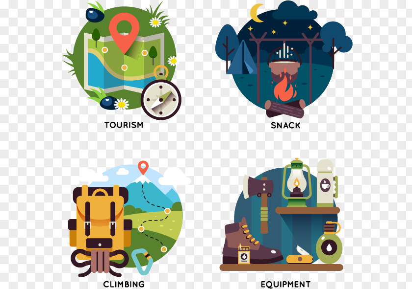 Vector Flat Travel Theme Icon Material Camping Photography Illustration PNG