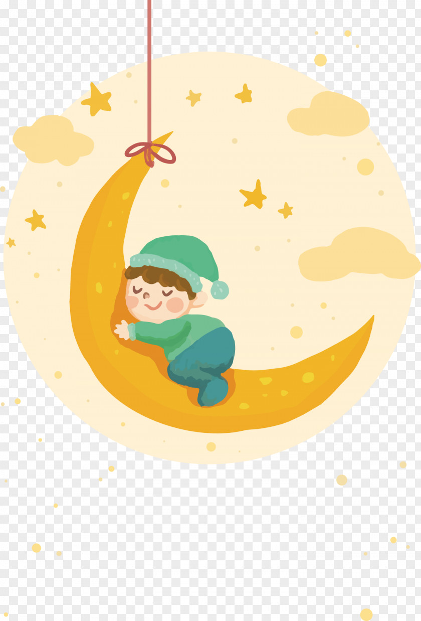 Cartoon Moon Sleep Infant Child PNG