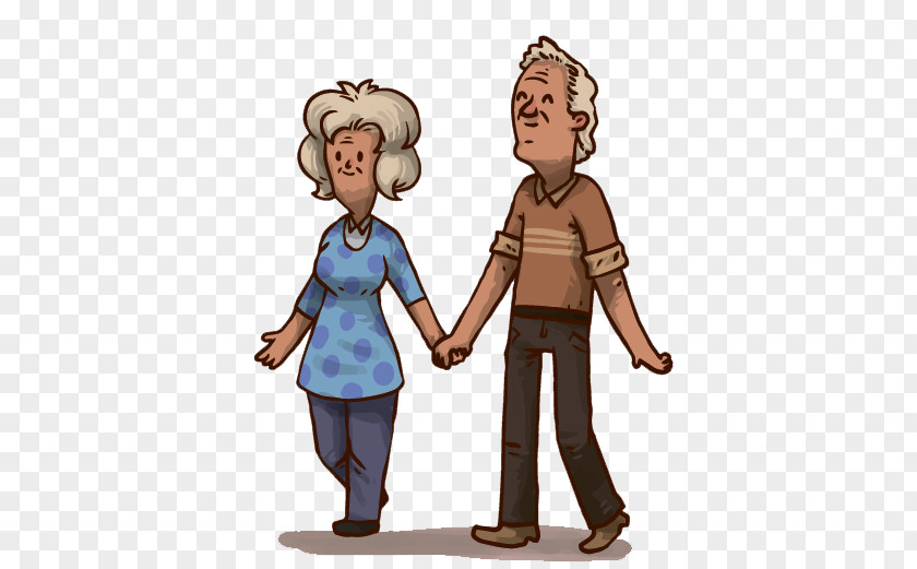 Old Couple Holding Hands Drawing Cartoon Grandparent PNG
