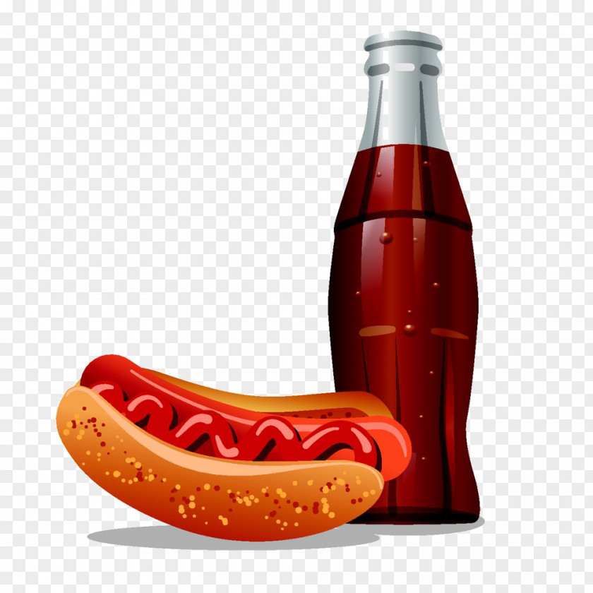 Coke And Hot Dog Cola Fast Food Illustration PNG