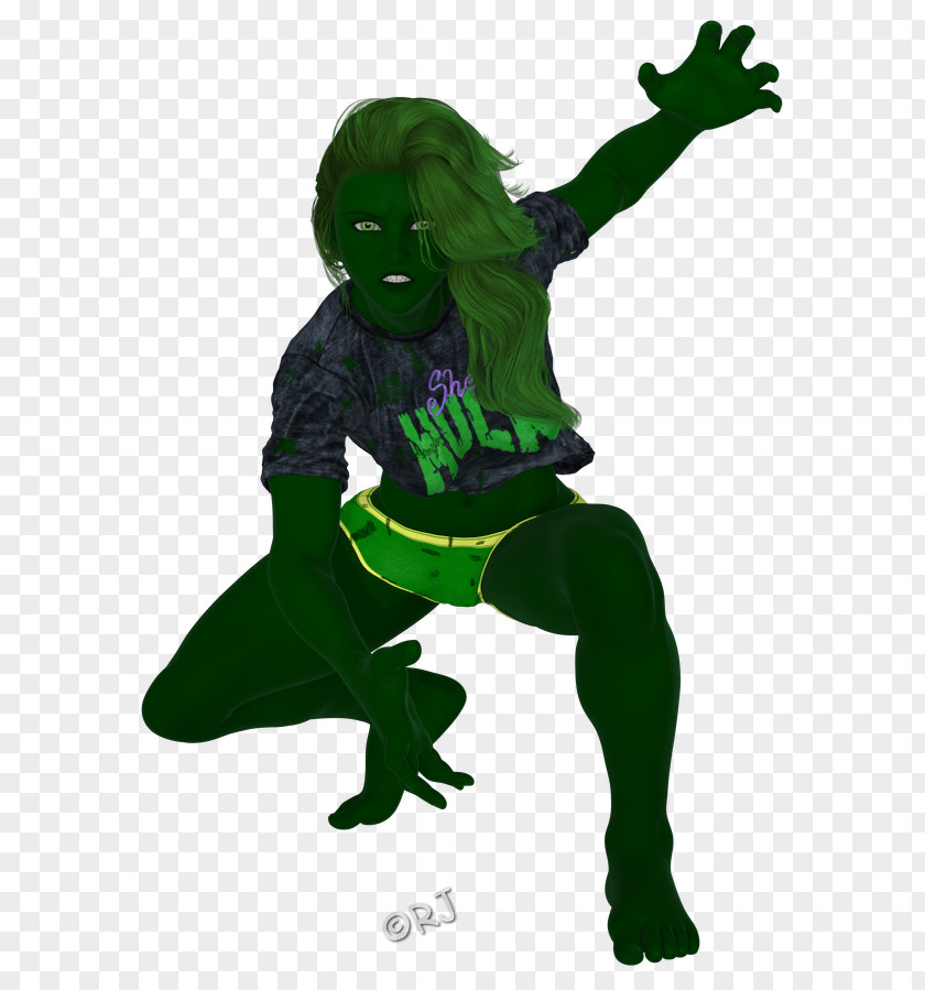 She Hulk Animated Cartoon Illustration Green Superhero PNG