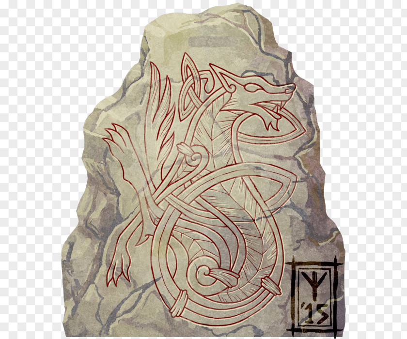 Painting Gray Wolf Runestone Art Norse Mythology Norsemen PNG