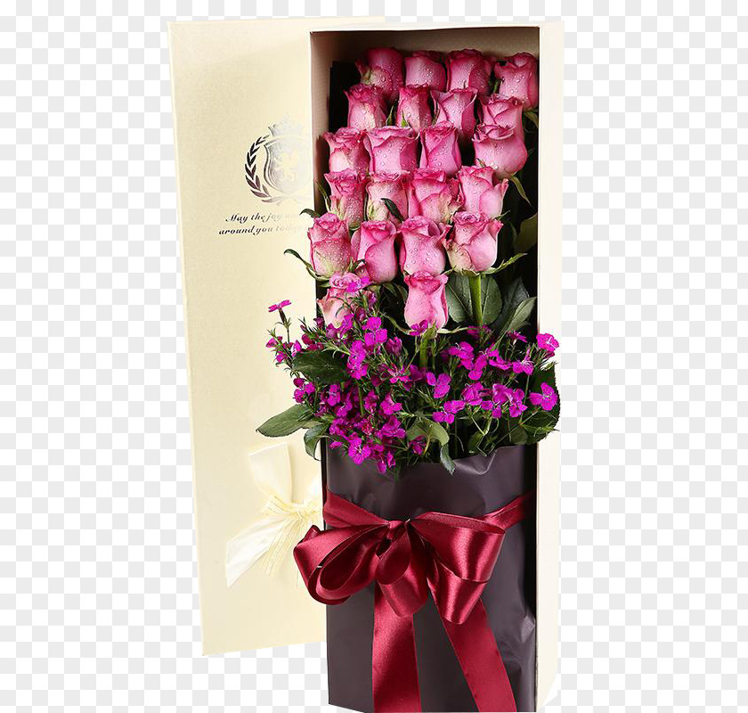 Premium Custom Gift Box Pink Rose Bouquet Garden Roses Beach Flower PNG