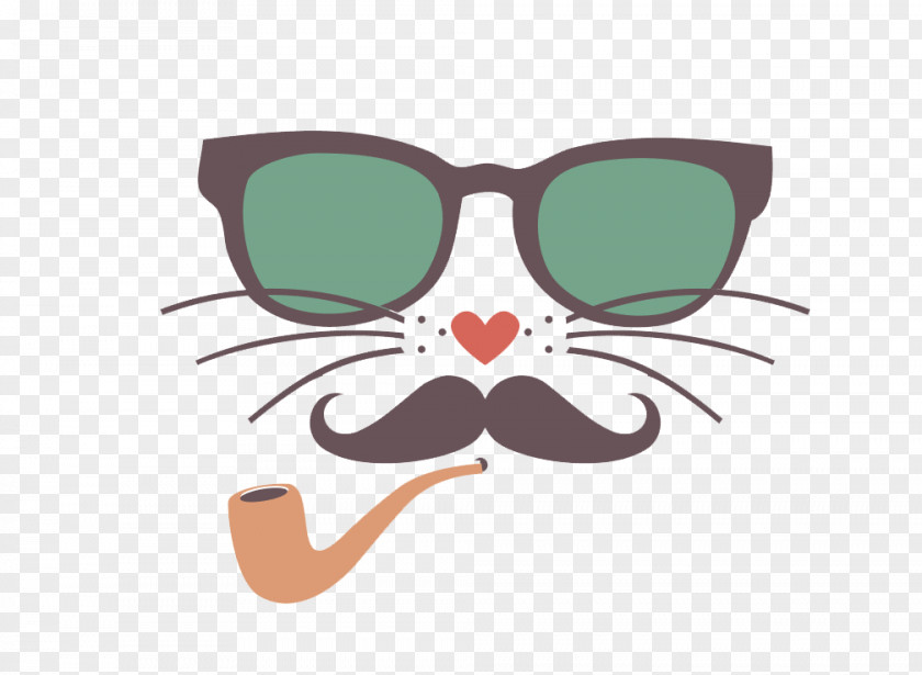 Vector Cat Avatar Hipster Moustache Illustration PNG