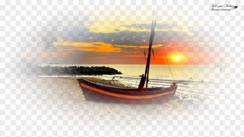 Boat Landscape Sunset Sky Design PNG