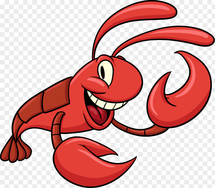 Cartoon Hand Painted Shrimp Lobster Drawing Clip Art PNG
