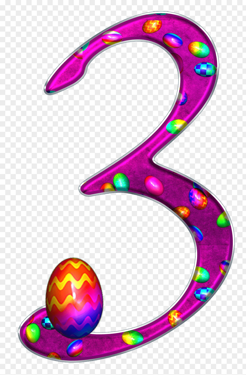 Easter Theme Number 3 PNG 3, purple and multicolored with egg print illustration clipart PNG