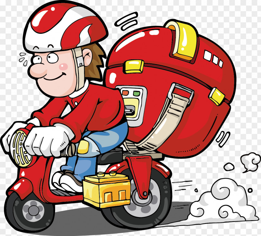 Cartoon Delivery Man Take-out Fast Food Instant Noodle PNG