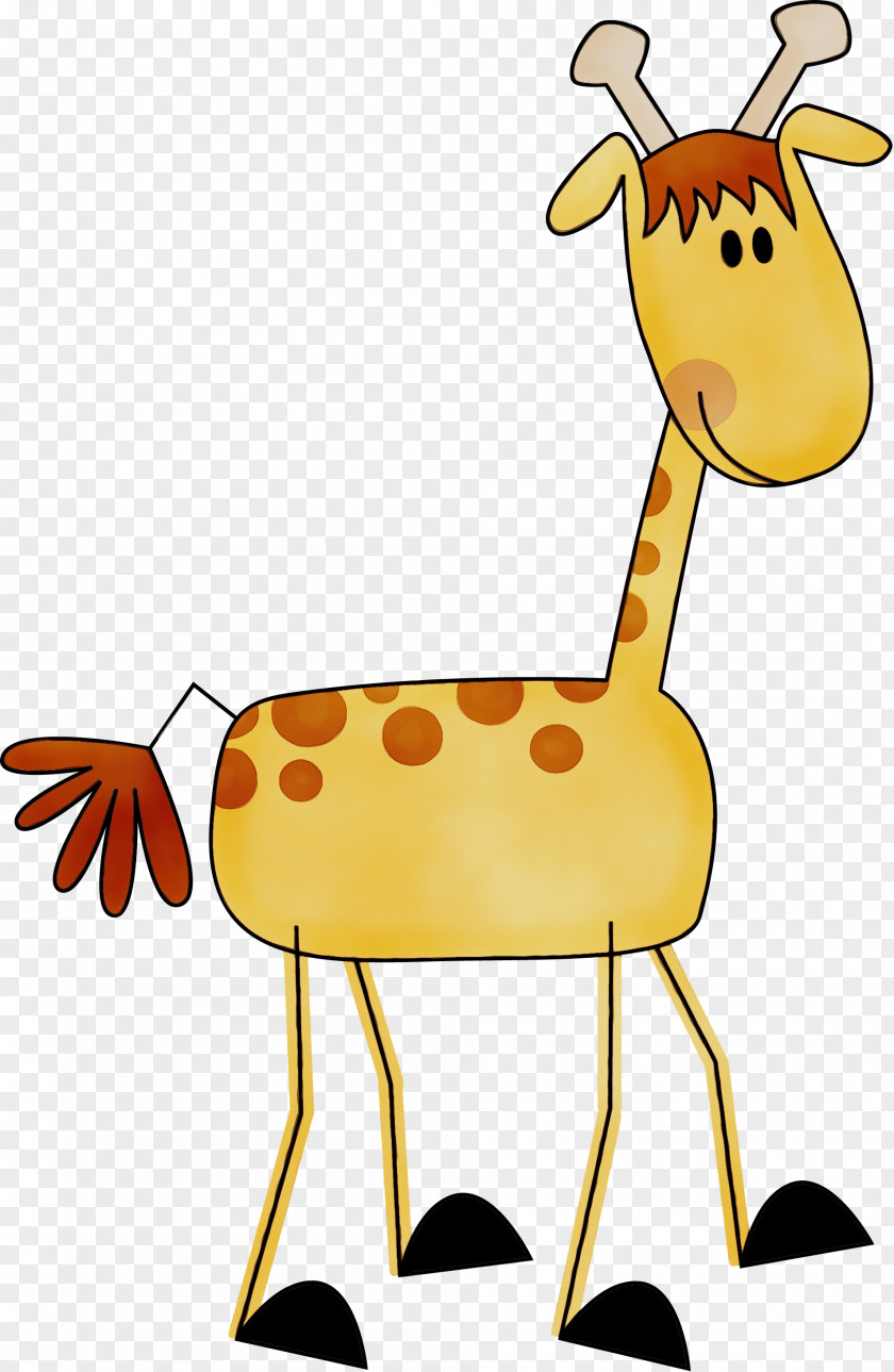 Fawn Giraffe Clip Art Yellow Cartoon Terrestrial Animal Figure PNG