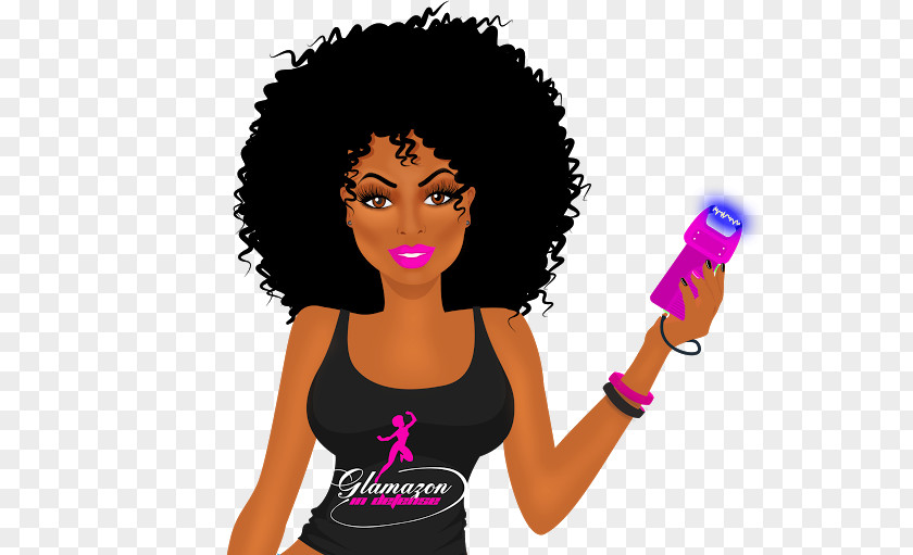 Self Defense Electroshock Weapon Afro Hair Coloring Black Safe PNG