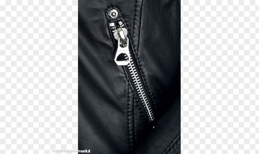 Zipper Leather Jacket Black PNG