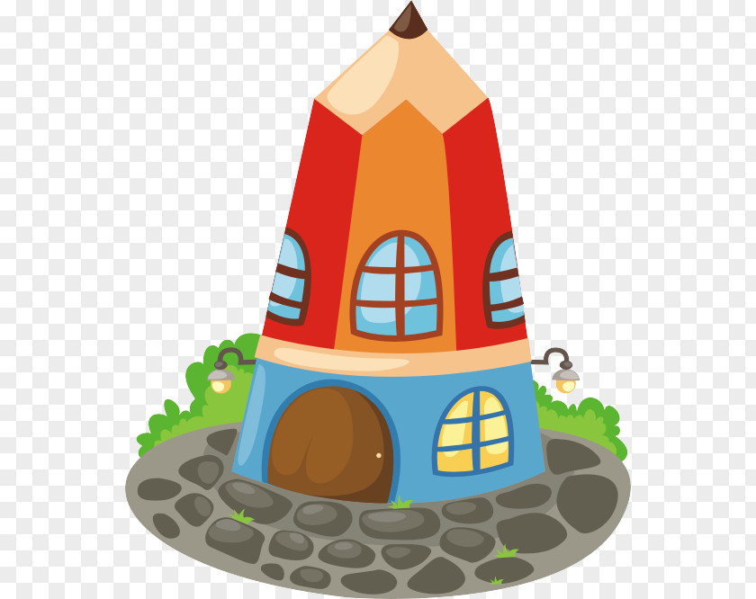 Pencil House Cartoon PNG