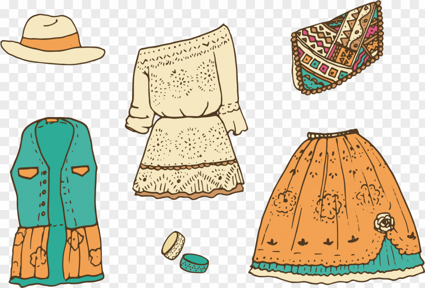 Vector Retro Dresses Dress Clothing Skirt Drawing PNG