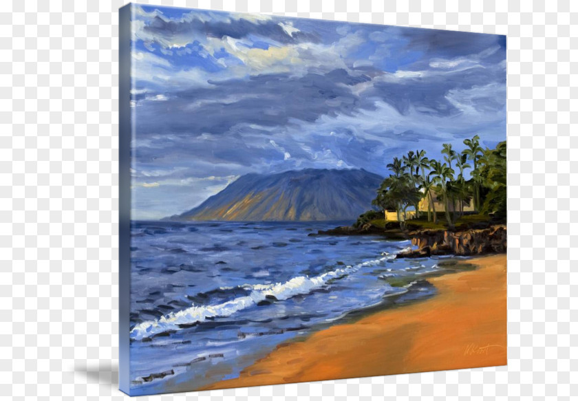 Watercolor Ocean Hawaii Oil Painting Wind Wave PNG