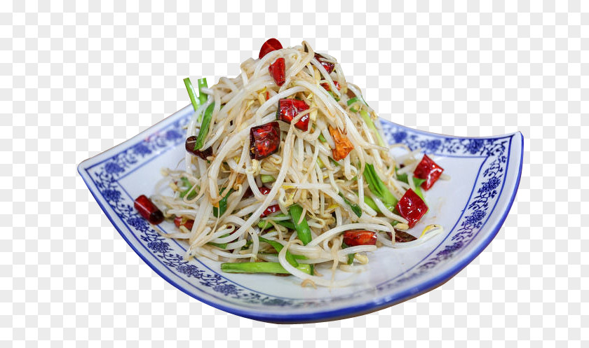 Garlic Spicy Beans Chow Mein Green Papaya Salad Chinese Noodles Fried Thai Cuisine PNG