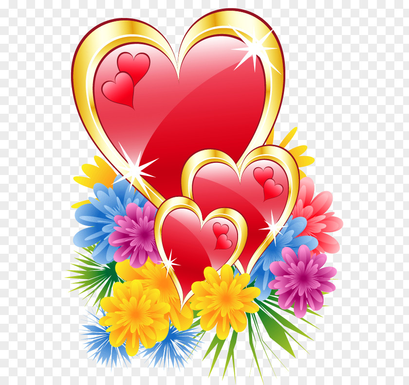Valentine Hearts With Flowers Clipart Picture Romance Love Boyfriend Message Happiness PNG
