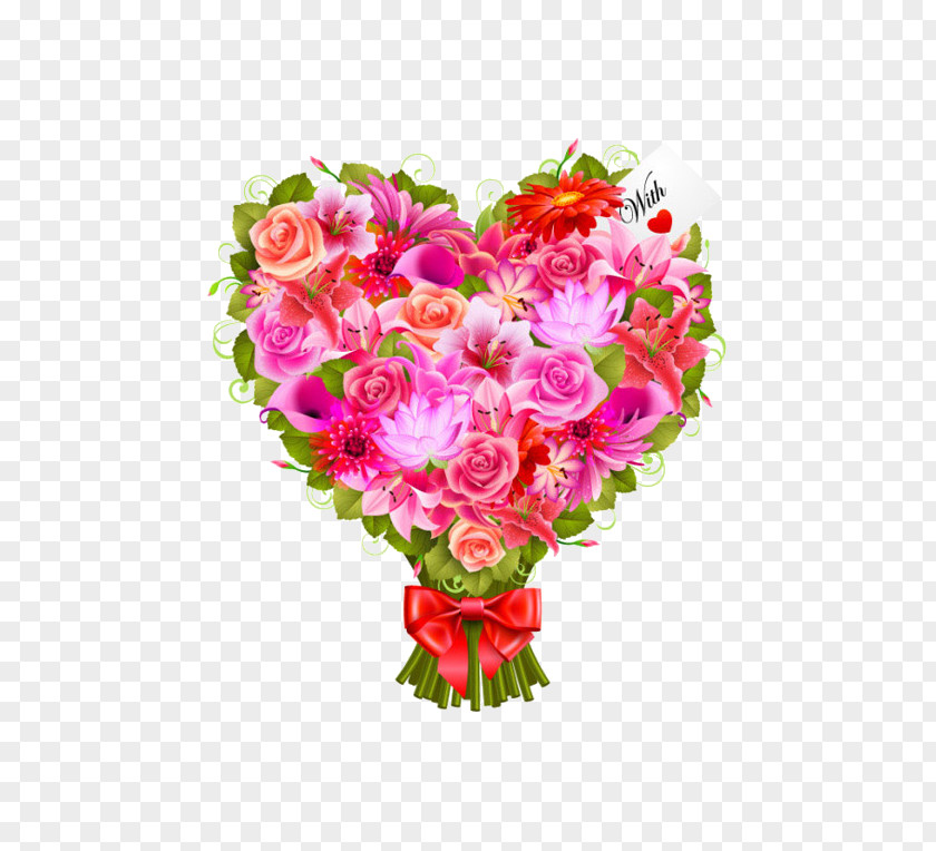 Love Bouquet Heart Flower Valentines Day Clip Art PNG