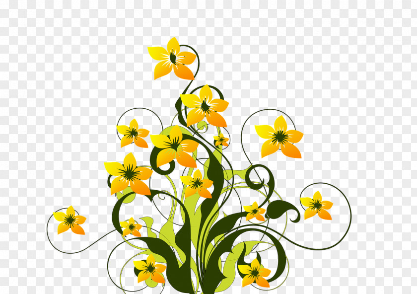 Yellow Flower Swirls Floral Design Desktop Wallpaper Art Clip PNG
