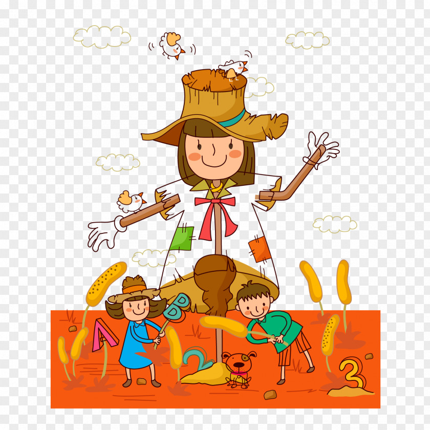 Field Barn Vector Graphics Image Cartoon Scarecrow PNG