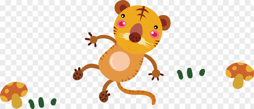 Vector Cute Little Tiger Cartoon PNG