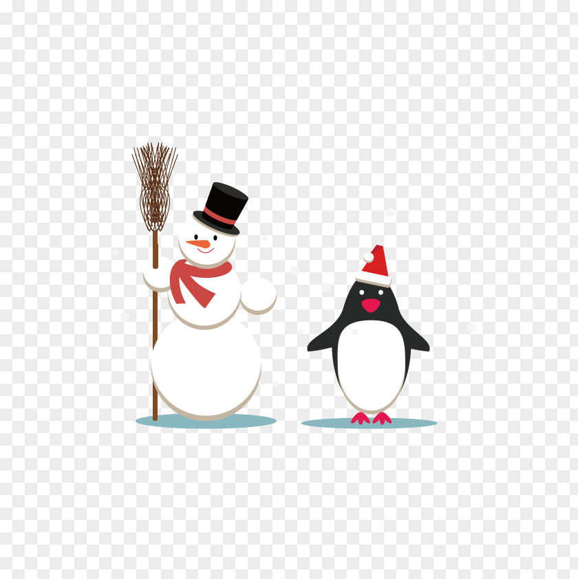 Vector Snowman And Penguin Santa Claus Christmas PNG