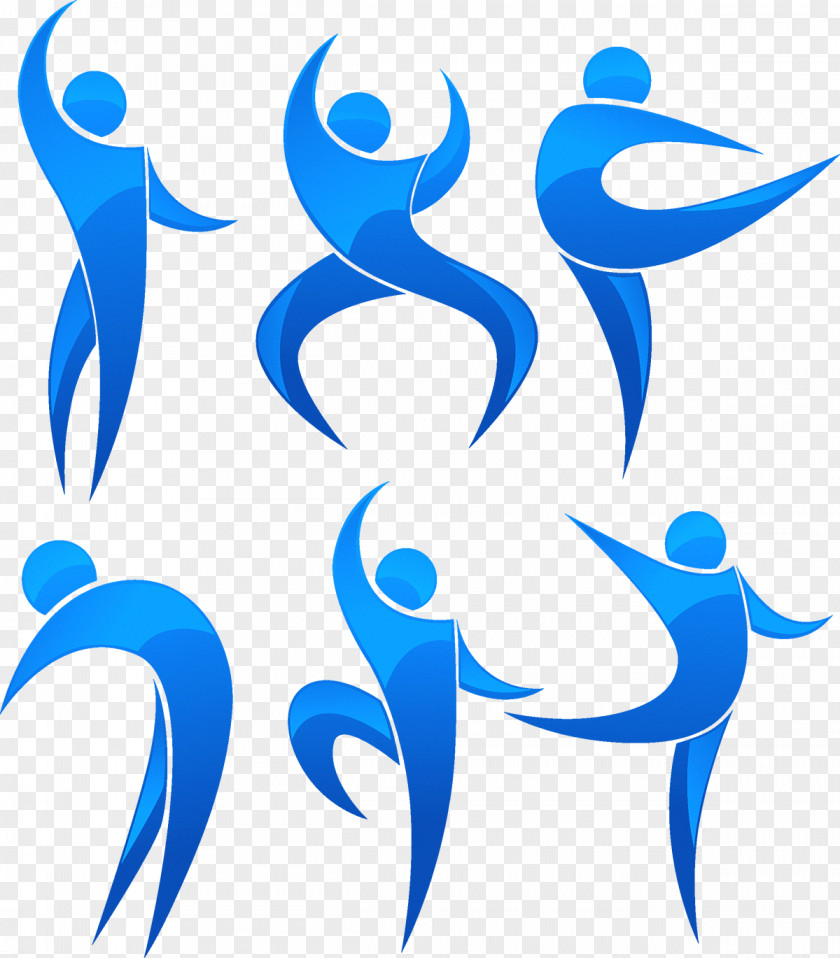 Blue Sports Figures Silhouette Graphic Arts PNG