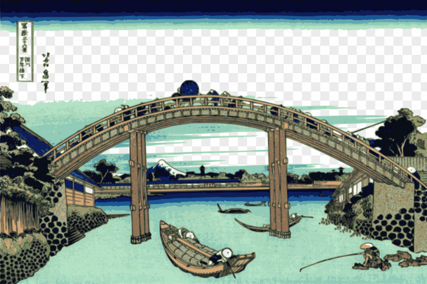 Vector Painted Bridge Thirty-six Views Of Mount Fuji Fine Wind, Clear Morning The Great Wave Off Kanagawa Mannen PNG