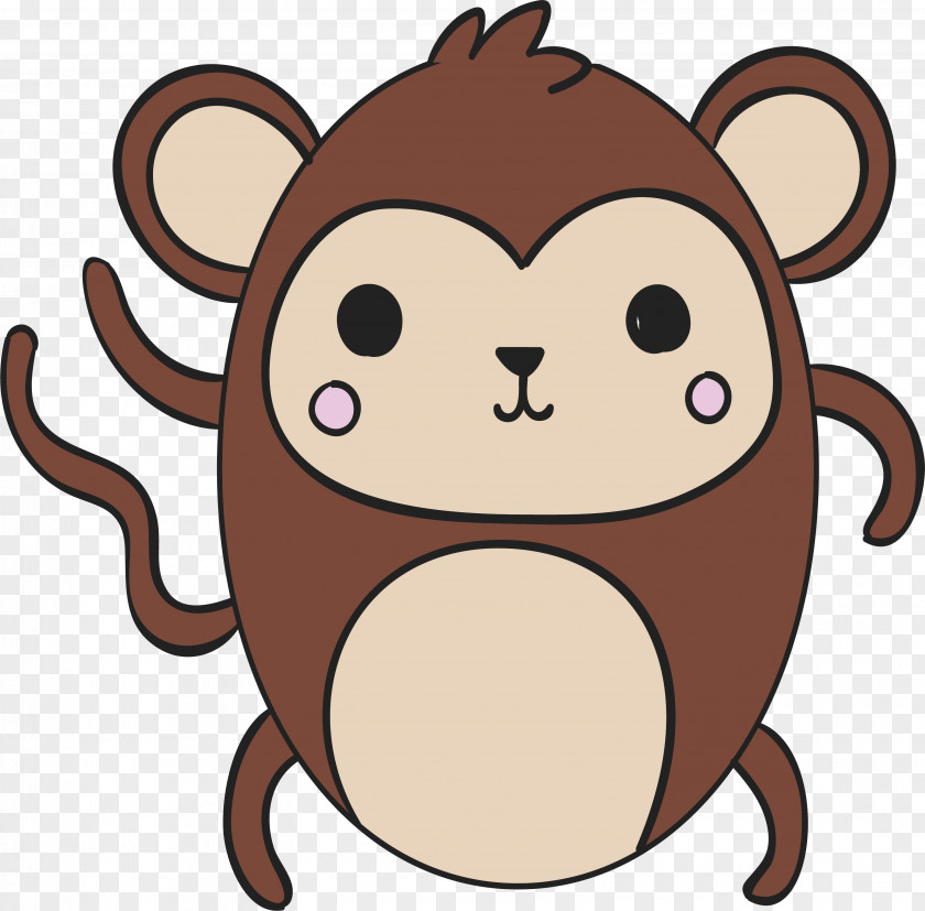 Cute Little Monkey Euclidean Vector Drawing Kavaii PNG