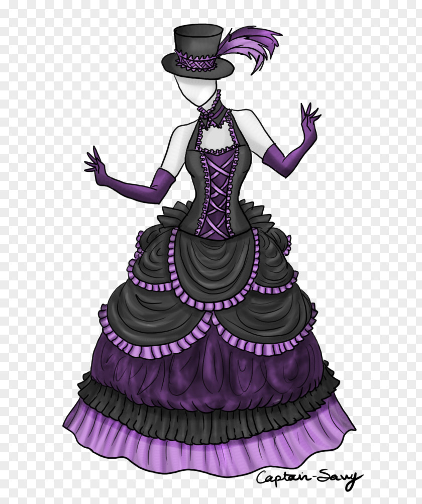 Gothic Beauty Illustration Gown Purple Costume PNG