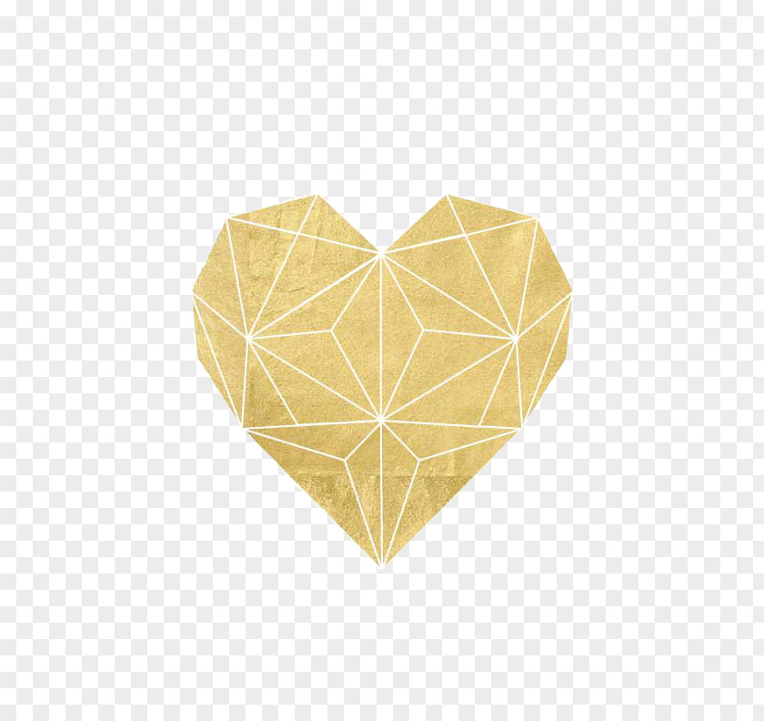 Gold Geometry Heart Image Printing PNG