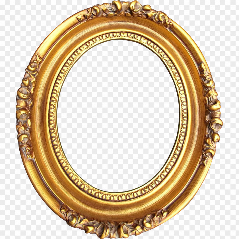 Oval Picture Frames Levkas Gold Wood PNG