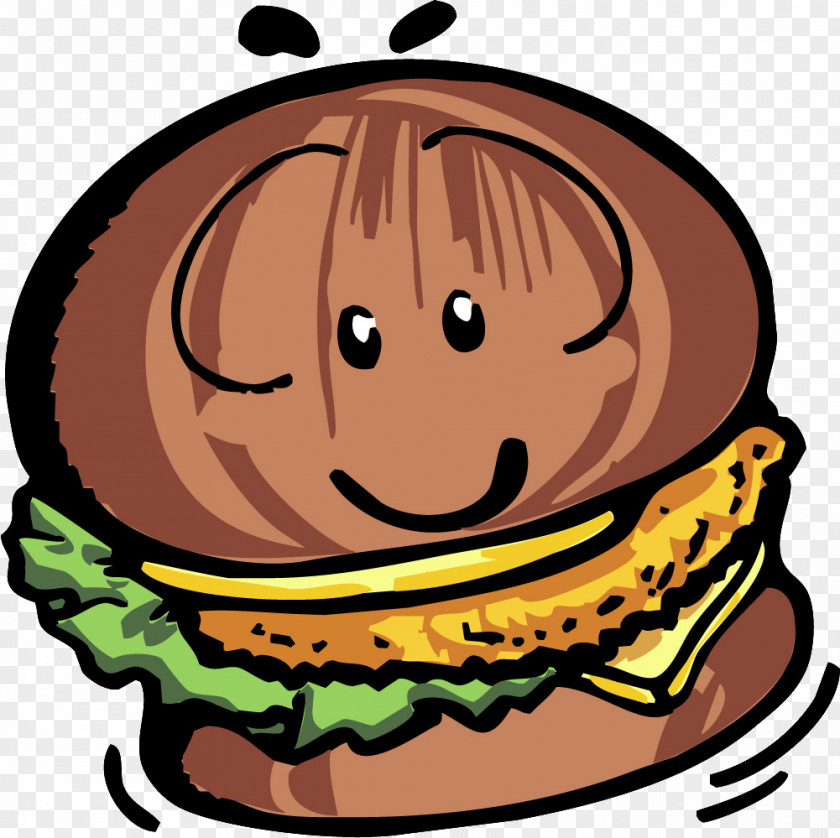 Cartoon Hand Painted Burger Hamburger French Fries Fried Chicken Illustration PNG