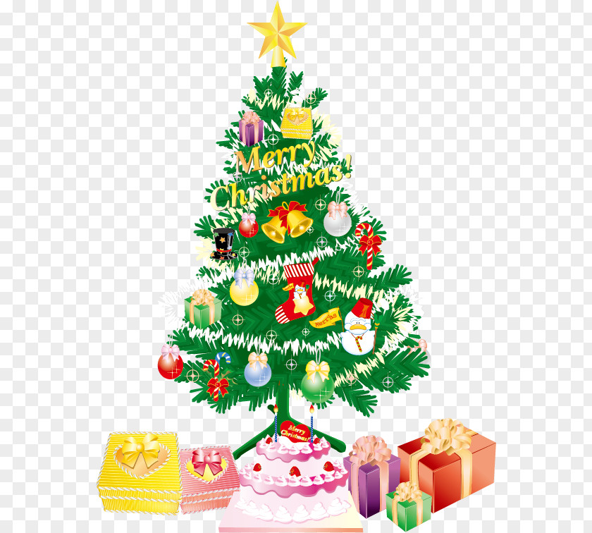 Vector Christmas Tree Covered With Gifts Decoration Ornament Iron-on PNG