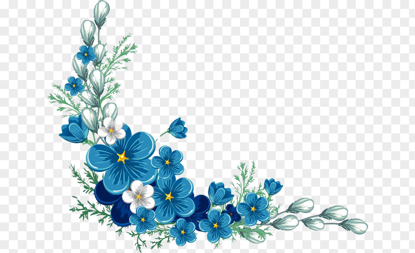 Cut Flowers Petal Blue Watercolor PNG