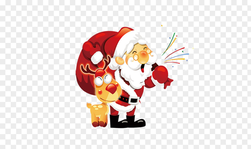 Santa Claus Reindeer Christmas Card Happiness PNG