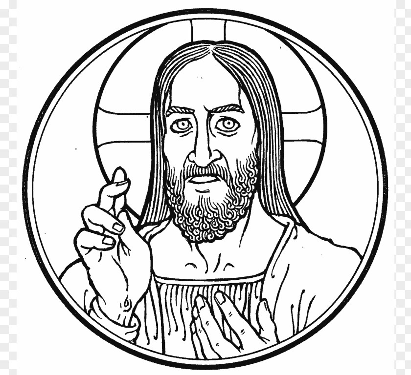 Black And White Picture Of Jesus Drawing Clip Art PNG