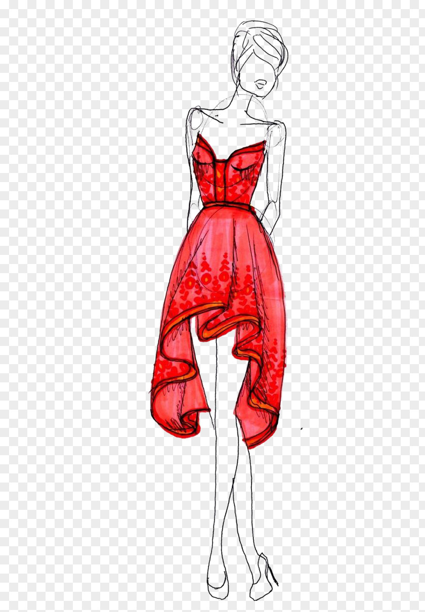 Fashion Woman Illustration Drawing Dress Sketch PNG