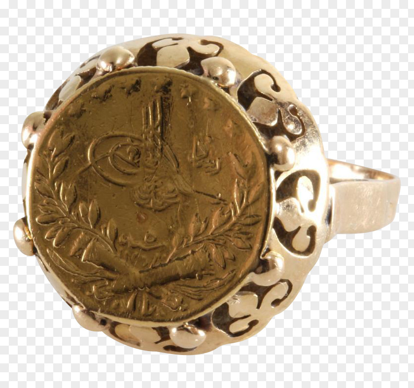 Coin Gold Locket Ring PNG