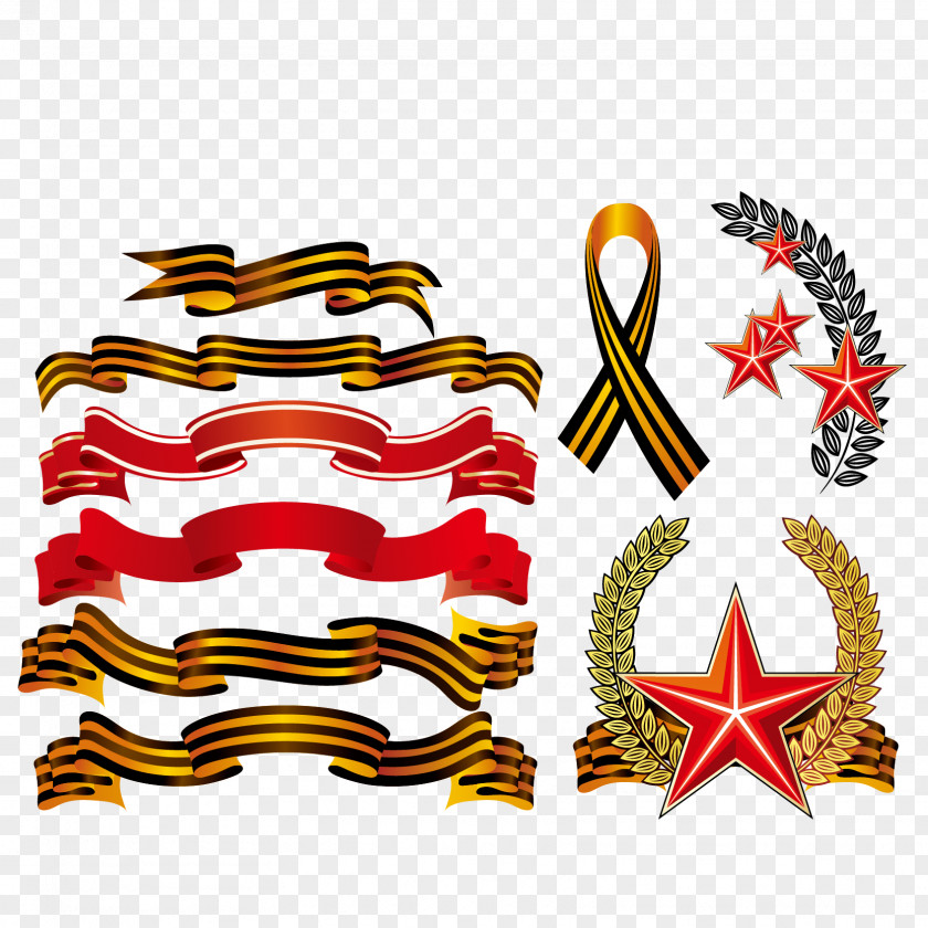 Ribbon Vector Material Pentacle Wheat Defender Of The Fatherland Day Euclidean 23 February Clip Art PNG