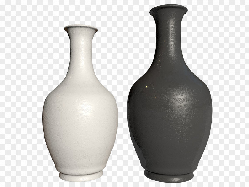 Two Black And White Bottles Vase 3D Computer Graphics PNG
