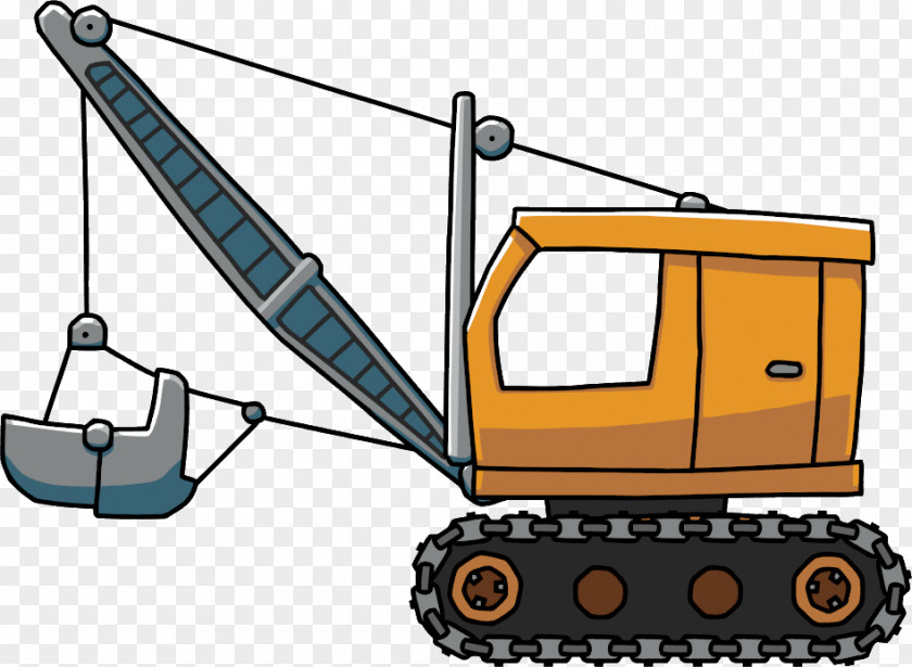 Cartoon Car Dragline Excavator Heavy Machinery Power Shovel Loader PNG