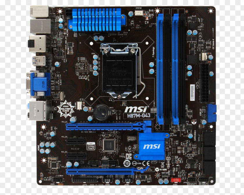 LGA 1150 Motherboard MicroATX MSI B85M-G43 PNG