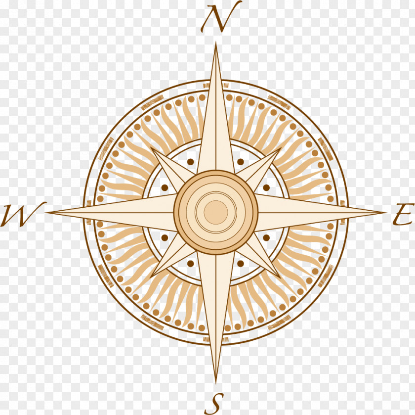 Vector Hand-painted Compass North Cardinal Direction Clip Art PNG