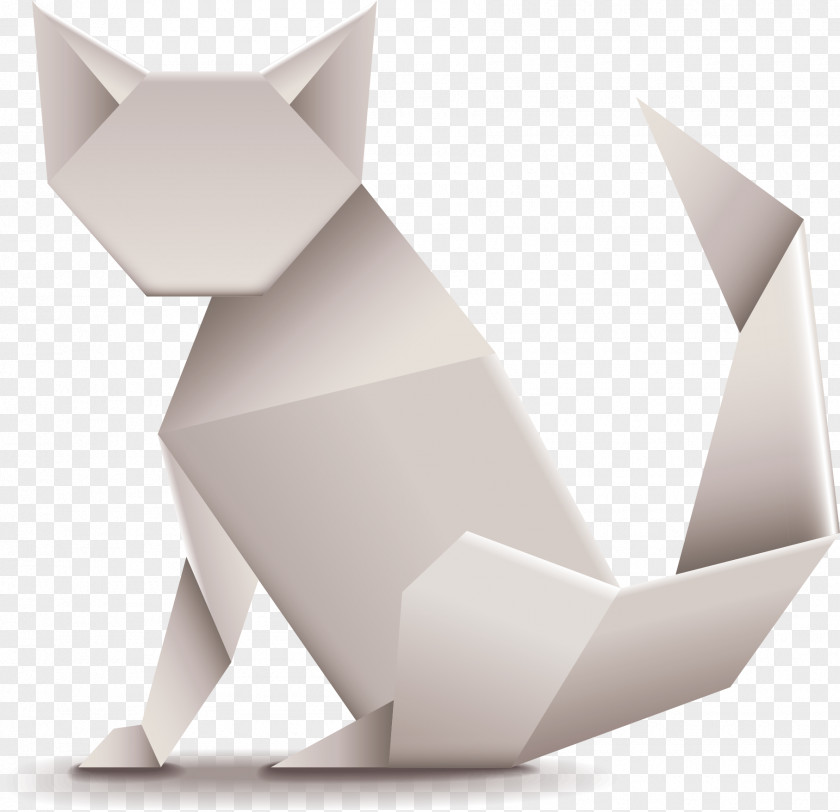 Vector Origami Cat Kitten Illustration PNG